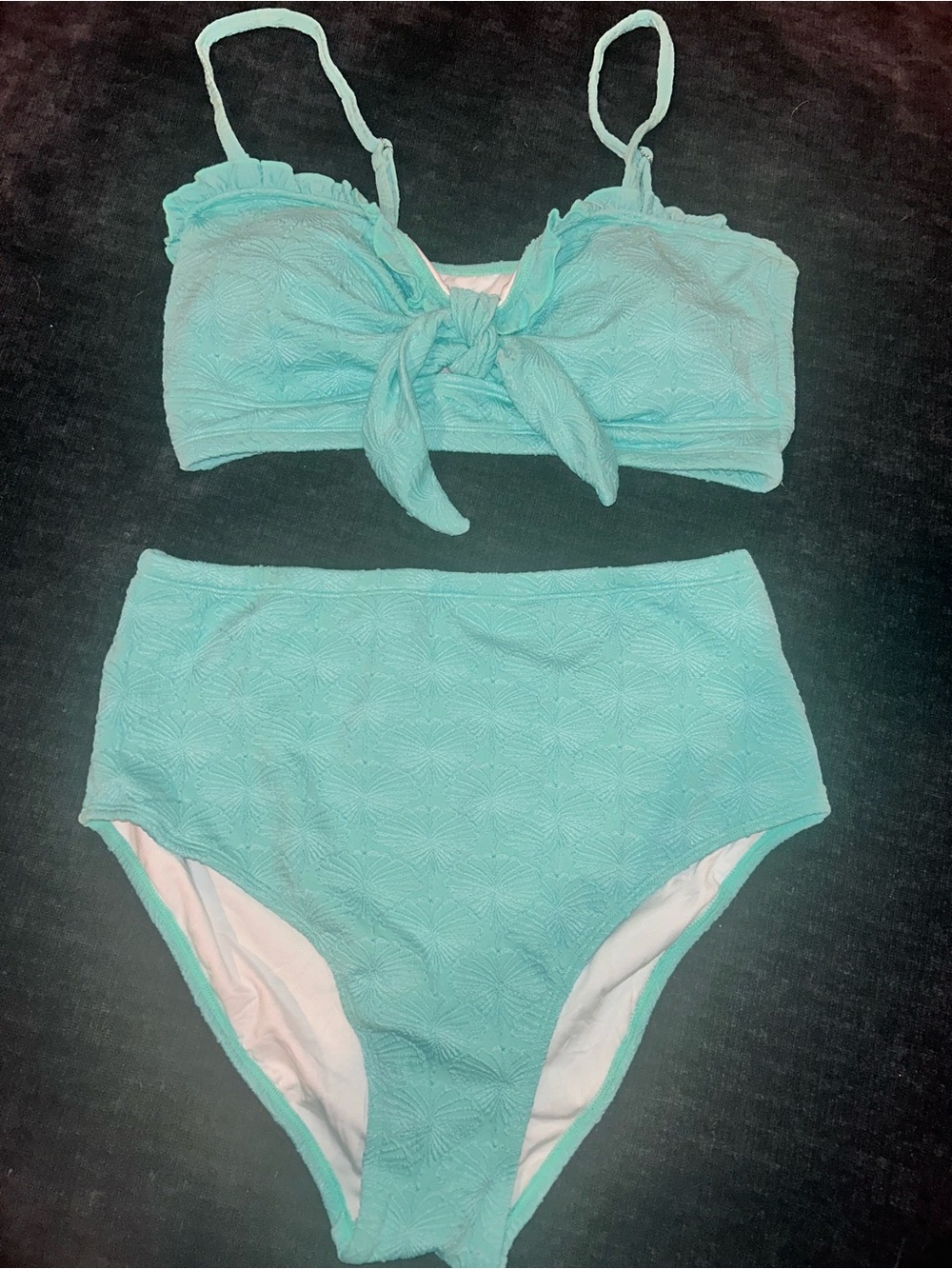 High-Waist Tie-Front Bikini Set - Aqua